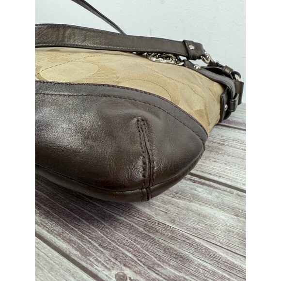 COACH F19730 Signature Chain Brown Beige Convertible Crossbody Shoulder bag - Picture 14 of 16